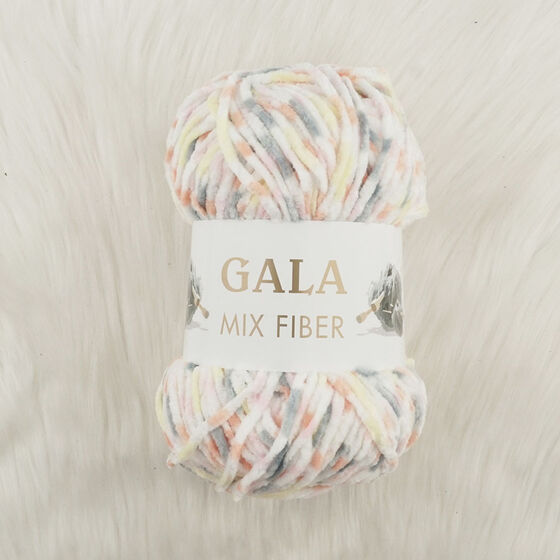 GALA MIX FIBER KADİFE SARI EBRULİ ÖRGÜ İPİ 100 GR