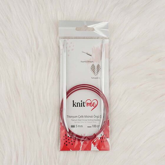 KNİT ME TITANIUM STEEL SHINE KNITTING NEEDLE 100 CM