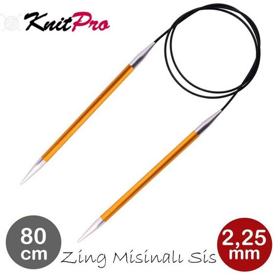 KNİTPRO 47122 ZİNG 80 CM. 2.25 MM. MİSİNALI ŞİŞ