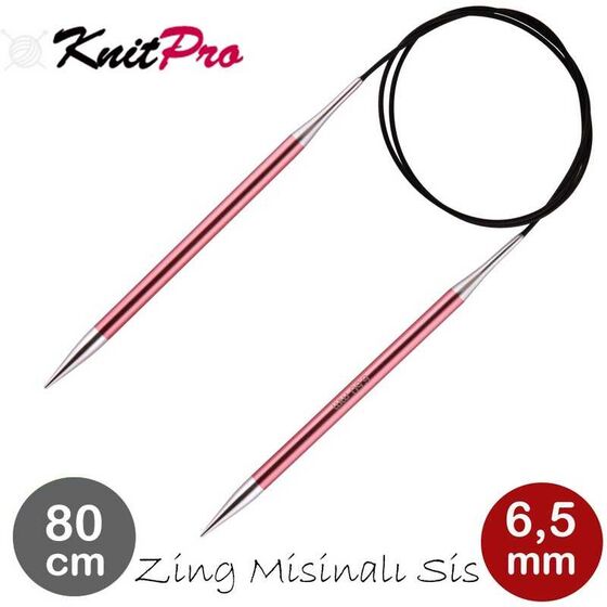 KNİTPRO 47134 ZİNG 80 CM. 6.50 MM. MİSİNALI ŞİŞ