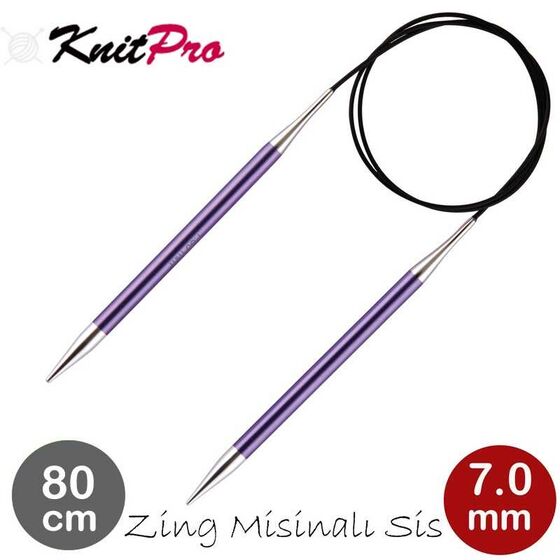 KNİTPRO 47135 ZİNG 80 CM. 7.00 MM. MİSİNALI ŞİŞ