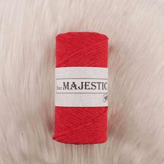 MAJESTİC VELVET KADİFE GÖRÜNÜMLÜ KIRMIZI MAKROME İPİ 200 GR