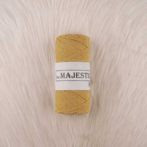 MAJESTİC VELVET KADİFE GÖRÜNÜMLÜ KOYU SARI MAKROME İPİ 200 GR