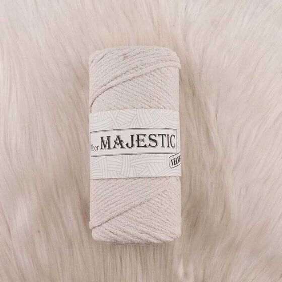 MAJESTİC VELVET KADİFE GÖRÜNÜMLÜ KREM MAKROME İPİ 200 GR