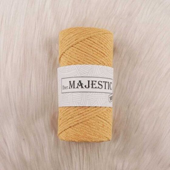 MAJESTİC VELVET KADİFE GÖRÜNÜMLÜ SARI MAKROME İPİ 200 GR