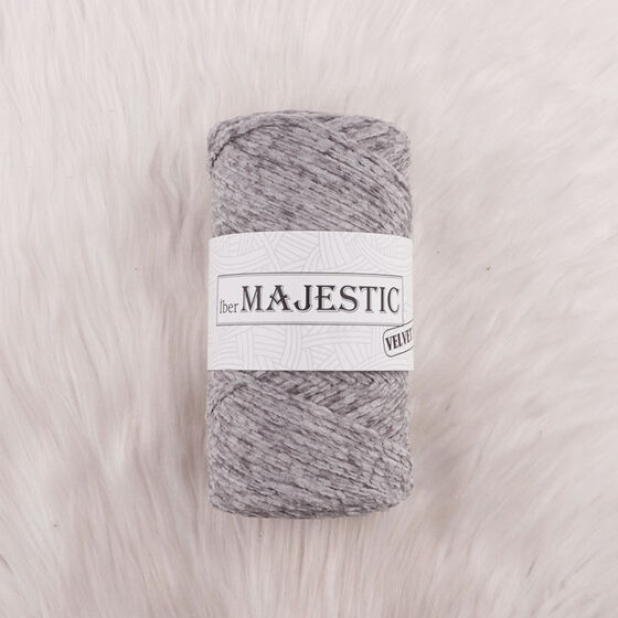 MAJESTİC VELVET XL KADİFE GÖRÜNÜMLÜ GRİ MAKROME İPİ 250 GR