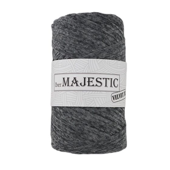 MAJESTİC VELVET XL KADİFE GÖRÜNÜMLÜ KOYU GRİ MAKROME İPİ 250 GR