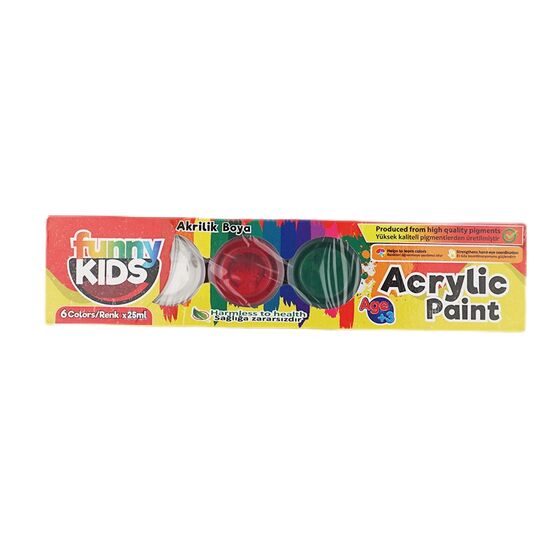 RİCH FUNNY KIDS AKRİLİK BOYA 6 LI SET 25 ML.