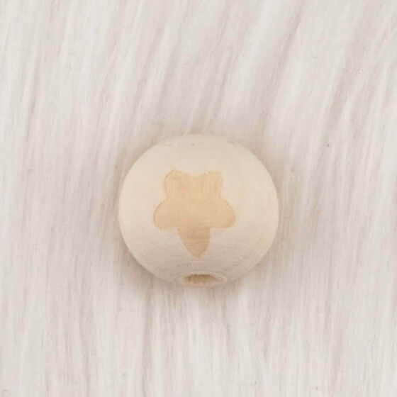 WOODEN BEAD ROUND PRINTED 18mm